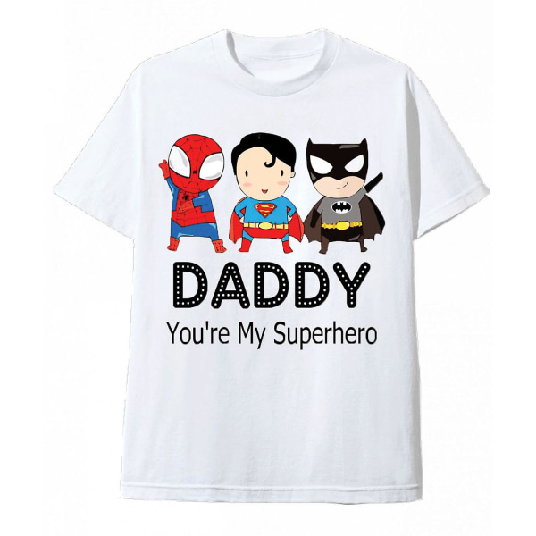 Far T-shirt Min Far Min Superhelt Hvid T-shirt S