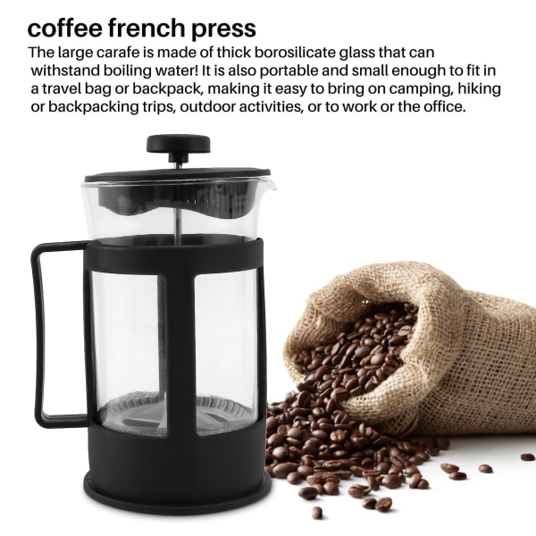 Fransk press kaffebryggare i glas, 600 ml kaffepress, borosilikatglas, värmebeständig Han