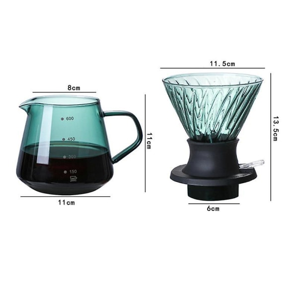 600ml nedsänkning dripper switch glas v60 häll över kaffebryggare v-formad dripper kaffe dripper och fil