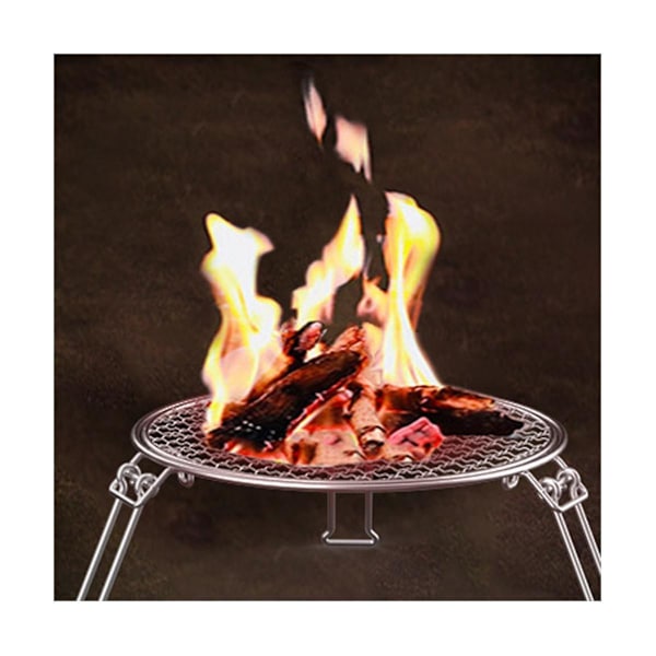 Udendørs rund grillgrill grill non-stick pizzanet picnic tykkere foldbar bærbar gryde bar