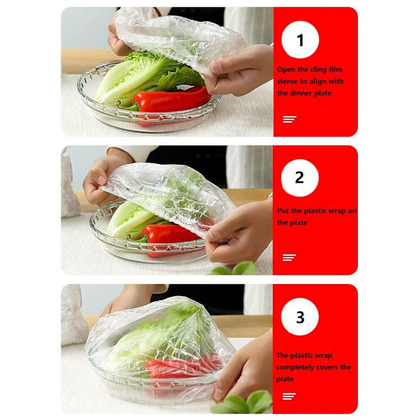 100 stk Plastfolie Bolleslokk med Elastikk, Plast Strekkbar Matlokk