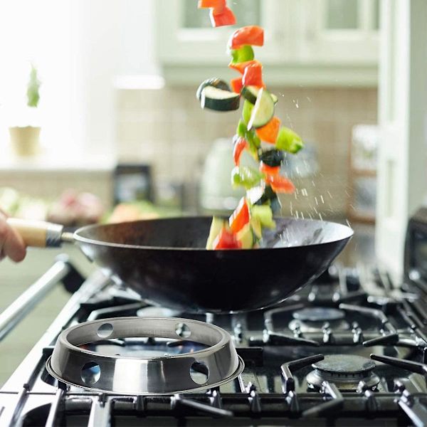 2X Universal Wok Stöd Stativfäste Wok Ring/Metall Rund Botten Universal Storlek för Gasspis