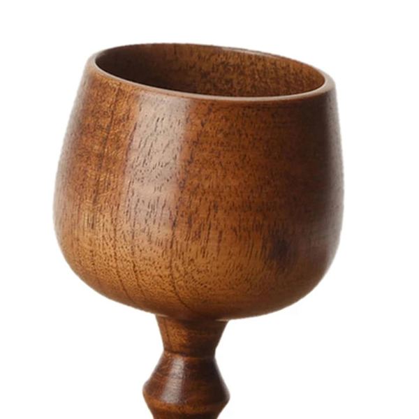 Naturlig träkopp, handgjord, för kaffe, te, öl, juice, mjölk, dryck, 7,5 x 13 cm
