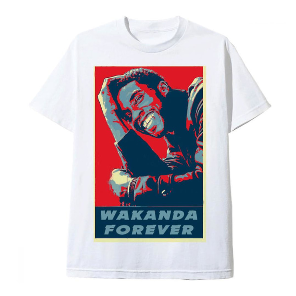 Tchadwick Boseman Wakanda Forever White Tee Shirt M