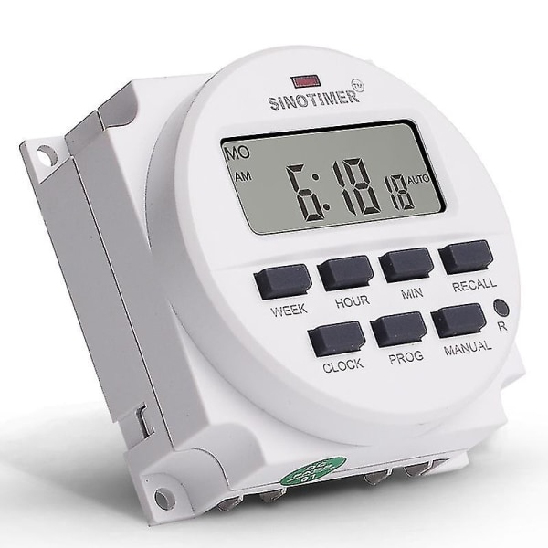 Sinotimer 15.98 tommers LCD digital timer 12v DC 7 dager programmerbar tidbryter tm618n-4