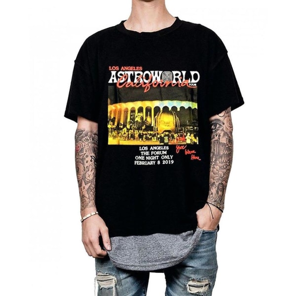 Astroworld Musta T-paita Los Angeles California Tour Travis Scott S