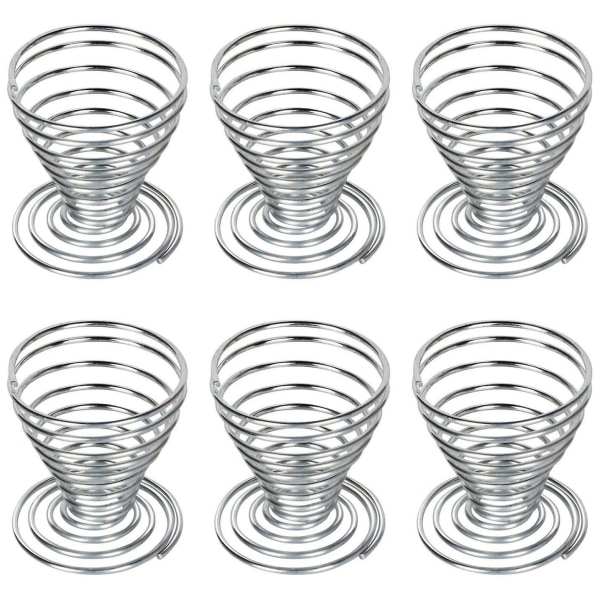 6 Äggkoppar Rostfritt Stål Tråd Spiralfjäder Äggställ Smink Svamp Hängare Äggkaka