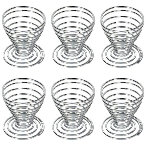 6 Eggkopper Rustfritt Stål Tråd Spiral Fjær Egg Holder Sminke Svamp Henger Egg Tart