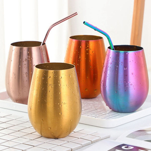 2 st 500ml Ölvin Glas Öl Tumlare Cocktail Juice Mjölk Glas Metall Vattenglas Guld