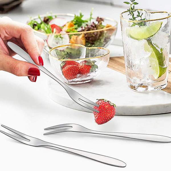 12 stk. Dessertgafler, 5,1 tommer Rustfrit Stål Mini Salat Frugtgafler Smagsgafler