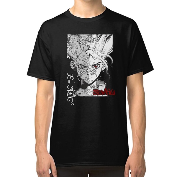 Dr Stone Senku Ishigami Svart Vit Otaku Merch T-shirt S
