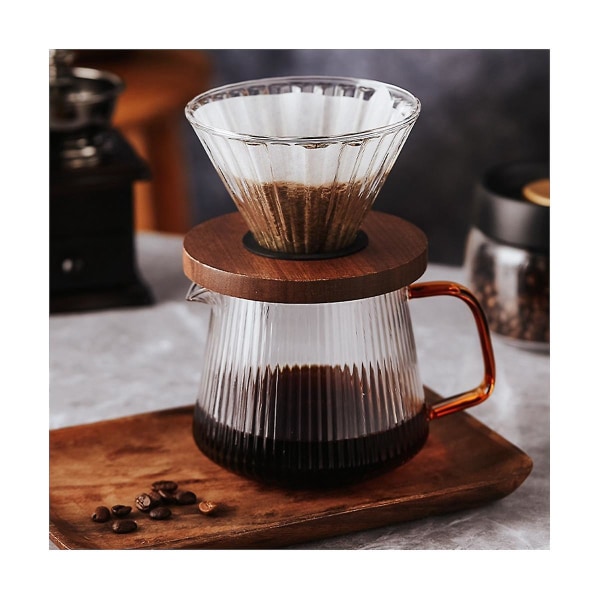 Pour Coffee Dripper Kaffekanna Set Kaffeserver Kaffemaskin Cup V02 Glas Kaffetratt Coff