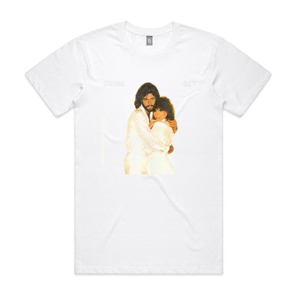 Barbra Streisand och Barry Gibb Guilty Album Cover T-shirt Vit M