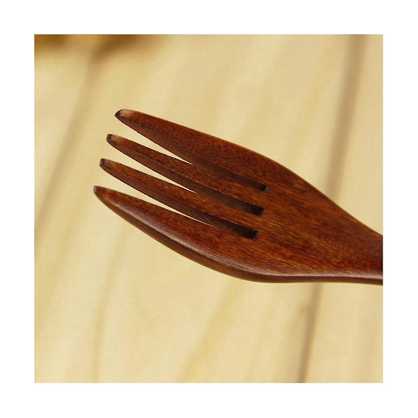 Trefork i tre, 12 stk. Vennlige japanske treforker til salat, bestikk for voksne