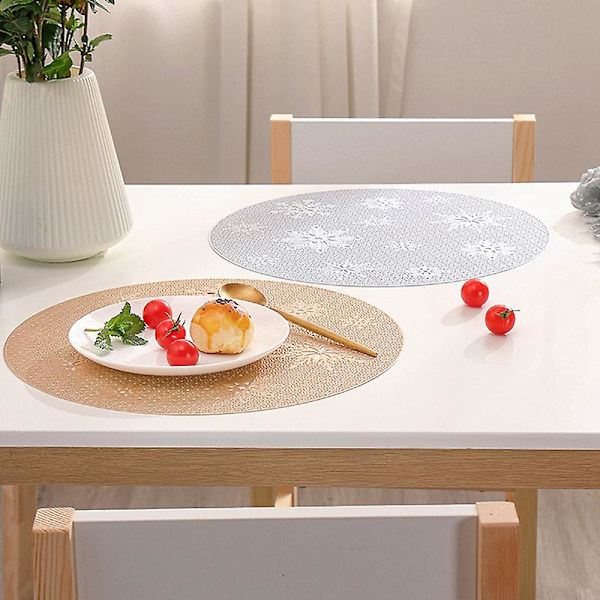 Snøflak Hult Serviett Julebord Dekorasjon PVC Matte 4stk Sølv