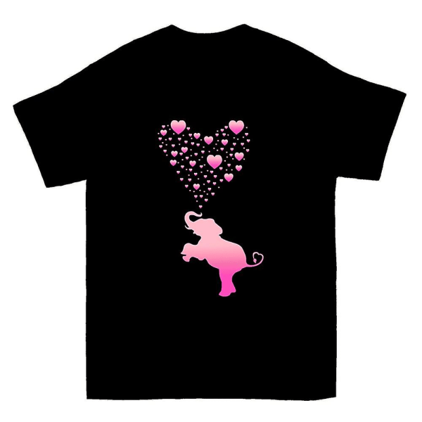 Elefant med Rosa Hjertebobler T-shirt L