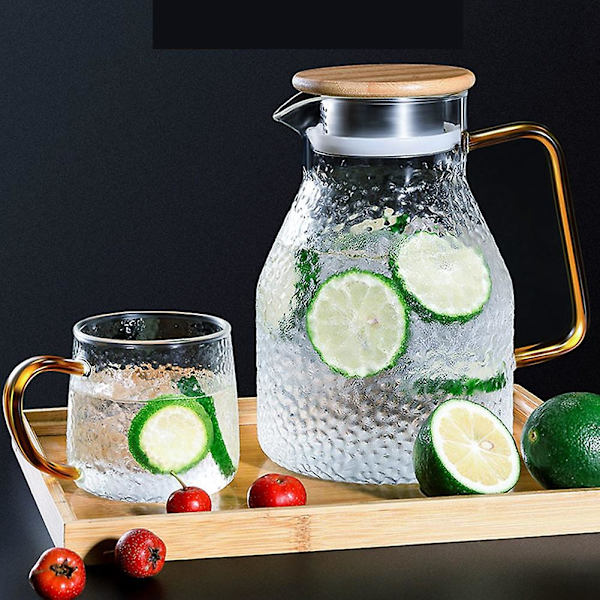 Glaskande 2000ml Termokande og Glas Sæt Kvadratisk Kedel Kogende f