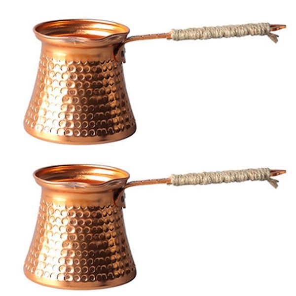 2X Tyrkisk Kaffe Pot Kaffemaker Moka Pot for 3 Personer 200ml Kobber Håndlaget Høy Kvalitet Dekorasjon