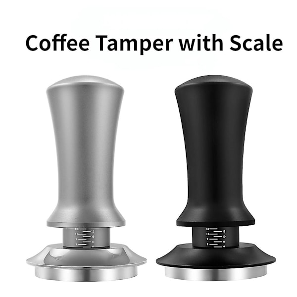 Kaffetamper med justerbar dybde, gradert 30lb espressofjær kalibrert tamper i rustfritt stål
