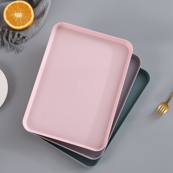 3 stk Nordisk Rektangulær Te-brett Plast Oppbevaringsbrett Hjem Kjøkken Frukt Dessertbrett Liten
