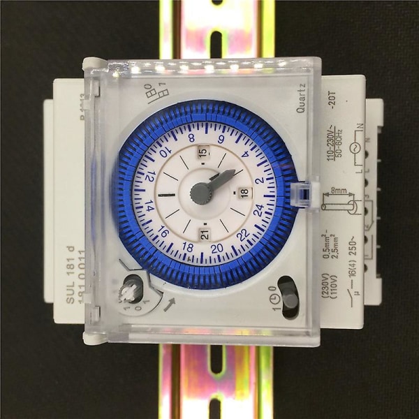 Analog mekanisk tidbryter 110V-220V 24 timer daglig programmerbar 15 minutters innstillingstid bryter rela