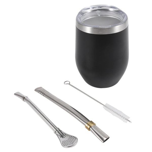 Yerba Teekop Sæt 12oz, Dobbelt Væggede Rustfrit Stål Kaffe Kop med Låg 2 Bombillas Strå Spoon & Bru