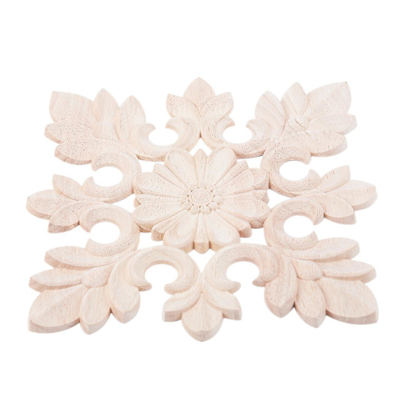 1X Träskärvning Blomma Applikation Hantverk Inlägg Applikation Möbel DIY Dekoration# C: 20*20cm