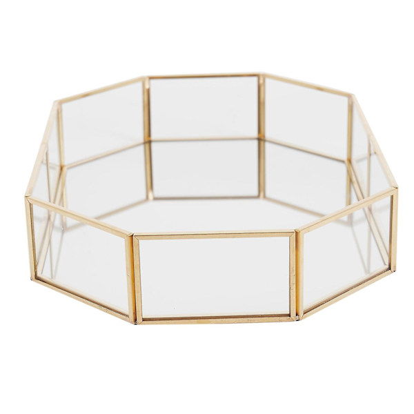 Nordisk Stil Glas Kobber Geometrisk Opbevaringskurv Enkel Stil Hjemtilbehør Organizer