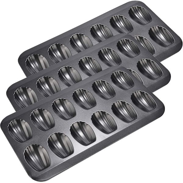 3-pakkauksen Madeleine-leivonnaiskulho, tarttumaton, 12 kuppia, kuorimuotilla