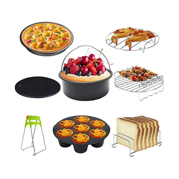 Monteringskit för 3,5-5,8 liters luftfritösar med 7 tum fästen, 8 delar, med silikonmatta, non-stick, diskmaskinsäker