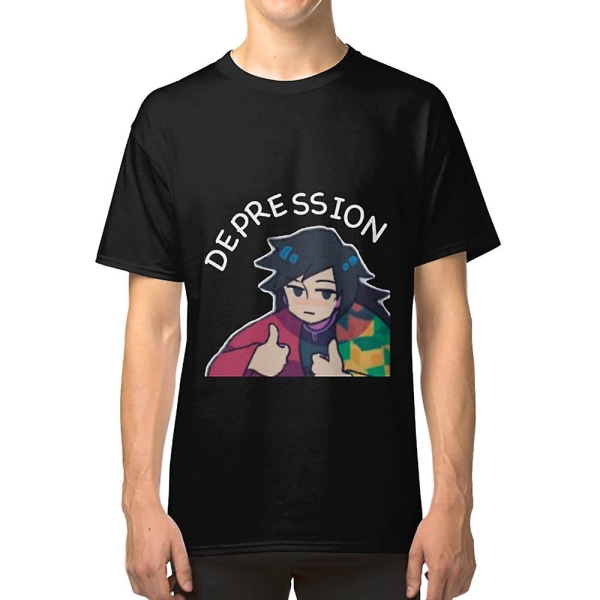 T-shirt med sort baggrund - Kæmp mod depression M