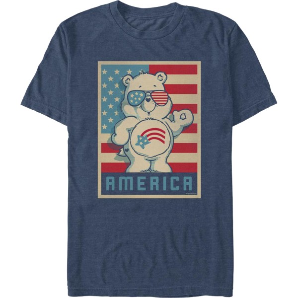 America Cares Bear Patriotisk Pose Care Bears T-skjorte L