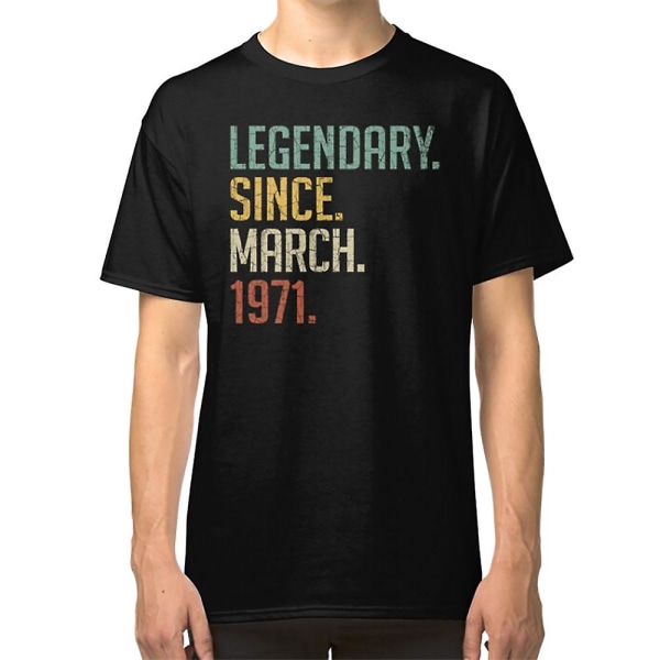 Legendarisk Sedan Mars 1971 50-årsdagspresent 50 År Gammal Vintage Mars 1971 T-shirt XXXL