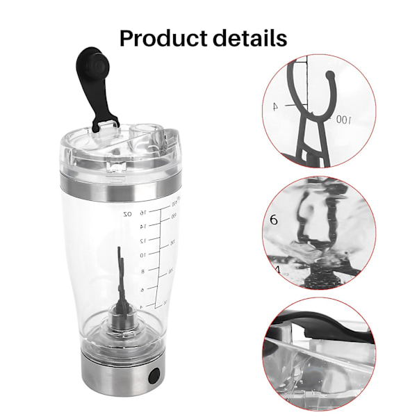 450 ml elektrisk proteinskakare USB-shakerflaska mjölk kaffe mixer vattenflaska rörelse virvel t