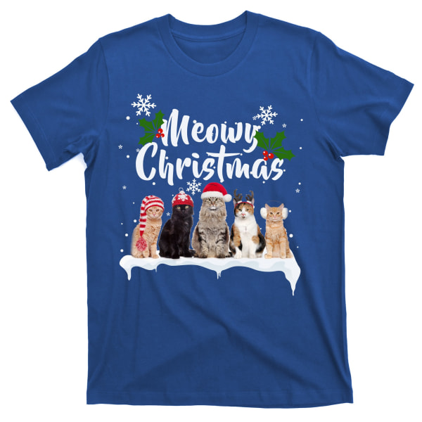 Meowy Christmas - Talvisten Kissojen T-paita XXXL