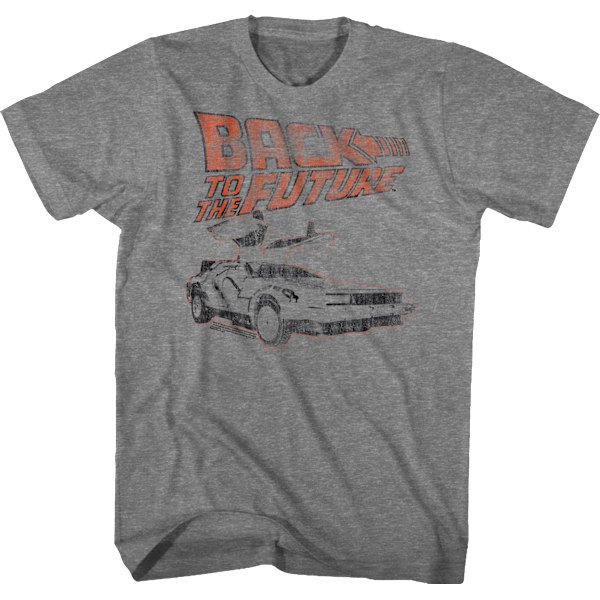Distressed Logo og DeLorean Tilbage Til Fremtiden T-shirt L