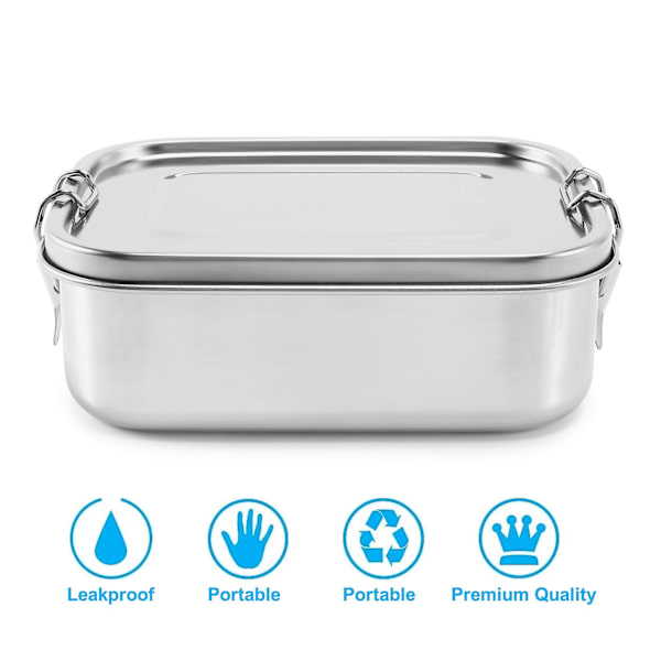 Matboks i rustfritt stål med låsebeslag og lekkasikkert design, 800 ml Bento Box Lunch