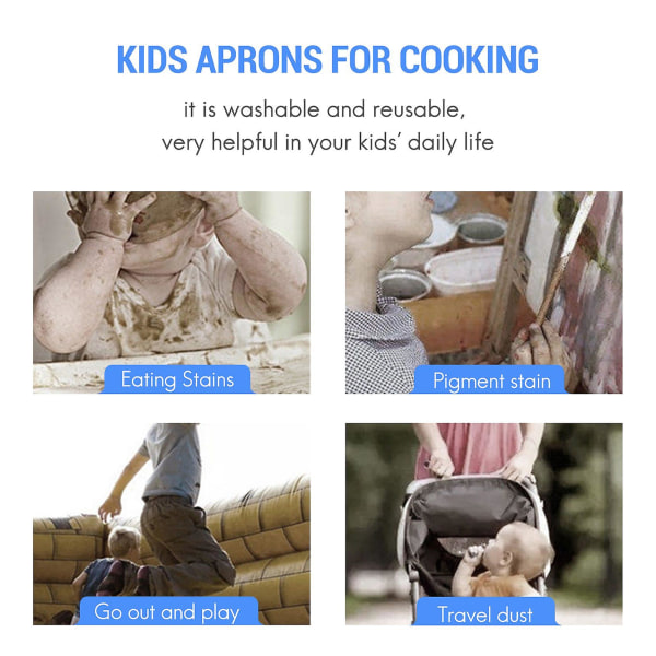 6 delar barnförkläde set justerbara barnköksförkläden för matlagning och målning
