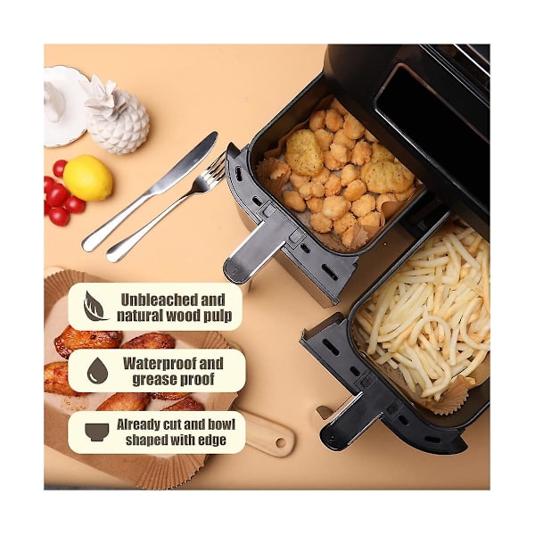 Fodrade rektangulära dubbla korgar, pergamentfodrade, non-stick pergament för bakning