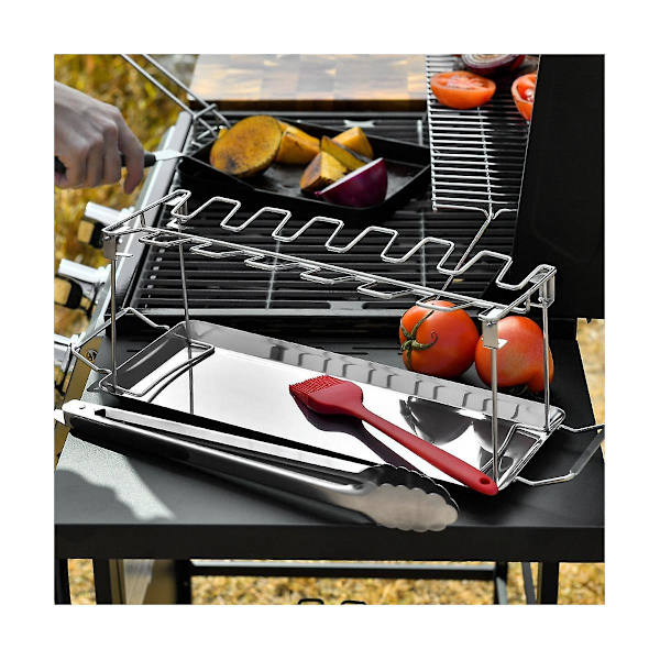 Kyllingelår Grill Foldbar Grill Ovn Bagegitter BBQ Kyllingelår Stativ