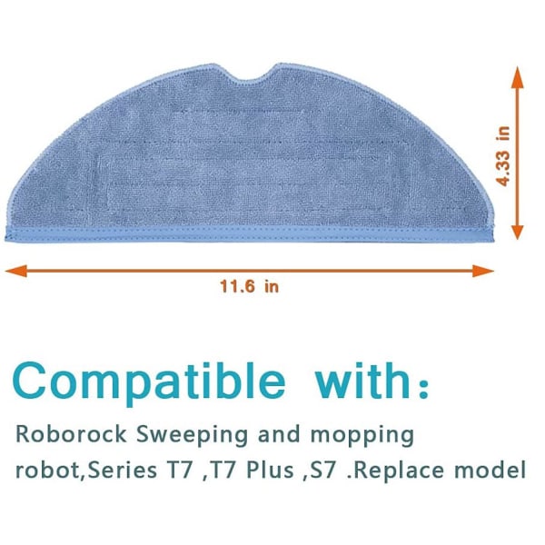 4st Vakuummopp Ersättningsdynor för Roborock T7 T7 Plus S7 Återanvändbar Golvexpert Våtersättning M