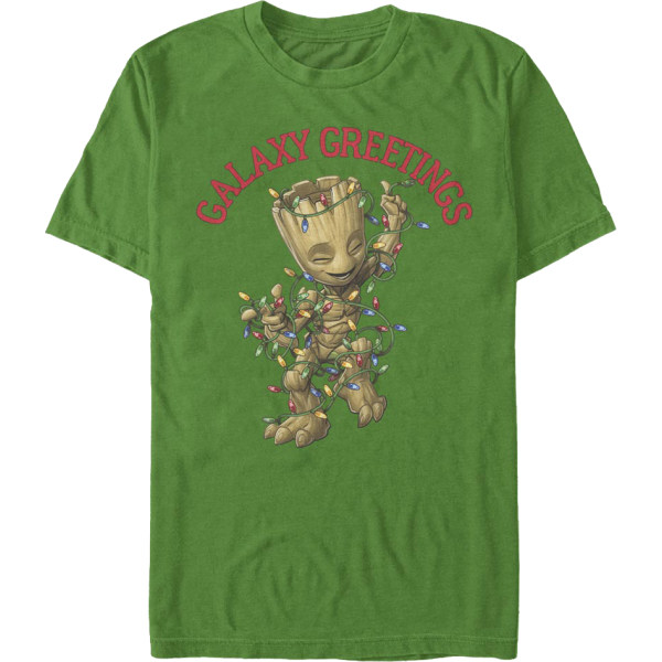Galaxy Greetings Groot Christmas Lights Marvel Comics T-shirt Ny XL