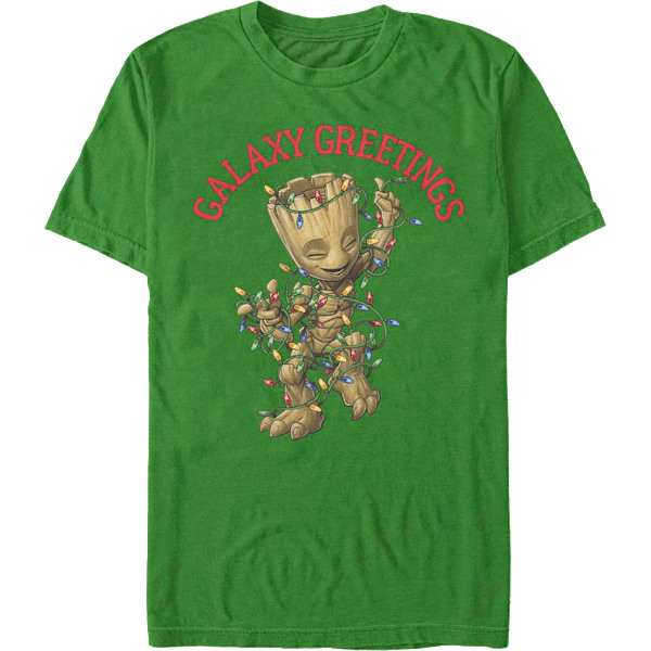 Galaxy Greetings Groot Jouluvalot Marvel Comics T-paita Uusi XL