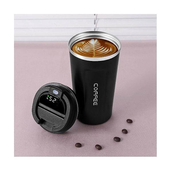 510ml Smart Temperatur Kaffekop LED Temperaturvisning Termoskop Isoleret Tumblerkop Sort