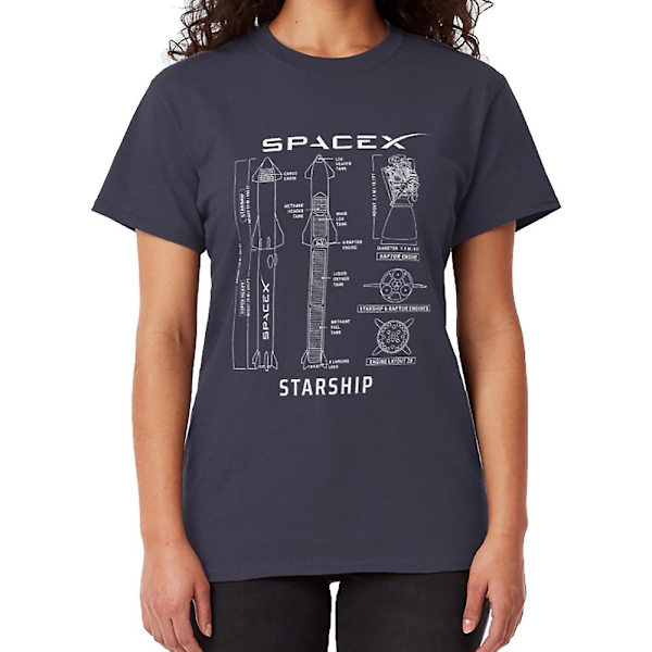 SpaceX Starship Blueprint T-shirt navy XL