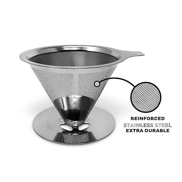 Genanvendelig 304 Rustfrit Stål Kaffe Filterholder Hæld Over Kaffe Drypper Mesh Kaffe Te Filter
