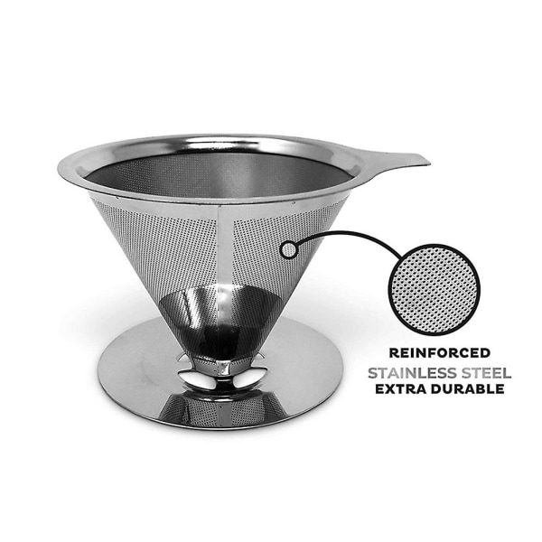 Gjenbrukbar 304 Rustfritt Stål Kaffe Filterholder Hell Over Kaffe Drypper Mesh Kaffe Te Filter