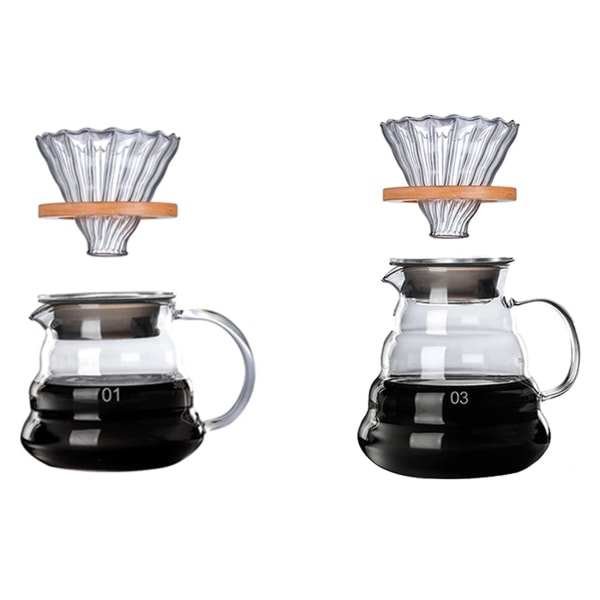 Träställ Glas Kaffedropp och Kanna Set Kaffefilter 300ml