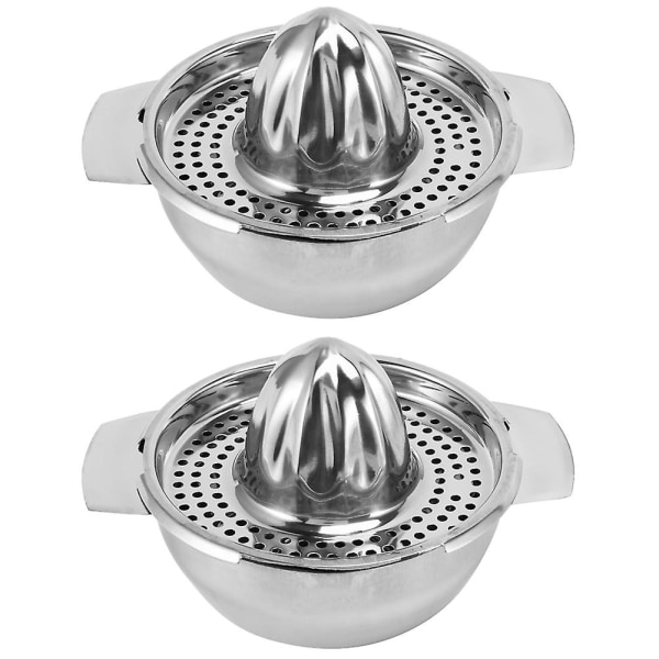 2X Rustfritt Stål Saftpresser Glass Hånd Juicer Appelsin Sitron Lime Juicer