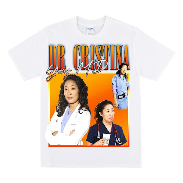 Dr CRISTINA YANG Kunnian T-paita Greysin faneille White S